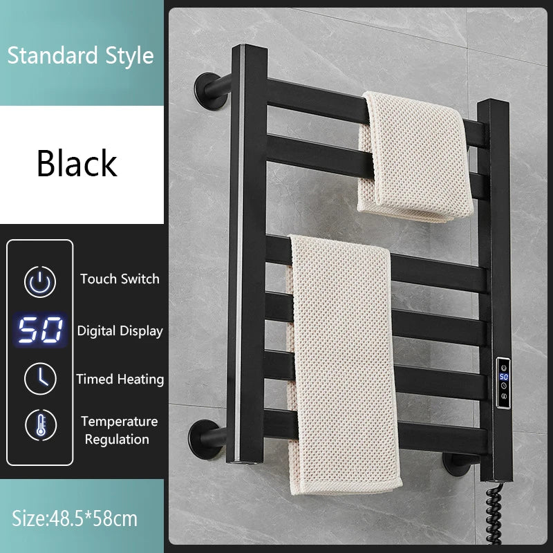 Smart Home Electric Heated Towel Rail Grey Electric Bathroom Bath Towel Dryer Warmer Heaters Punch Free Towel Rack Radiator 110v