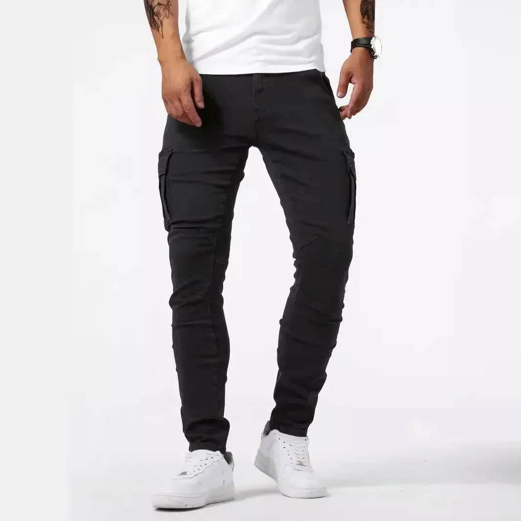 New Jeans Men's Side Pocket Skinny Jeans Slim Solid Color High Waist Denim Pencil Pants Summer - AIAZ