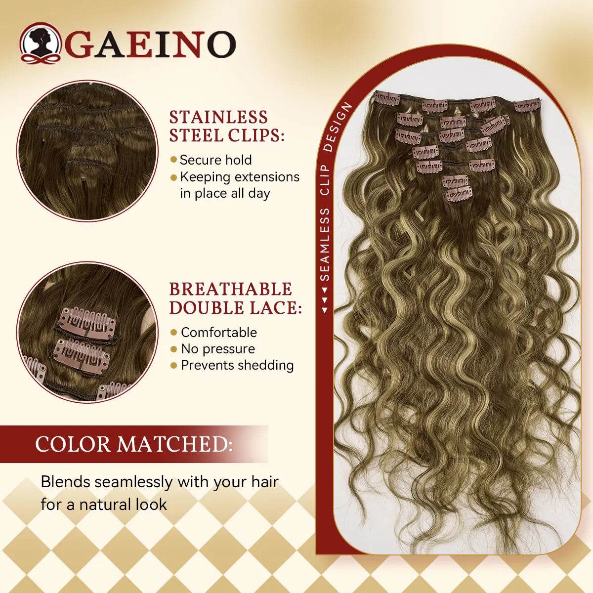 12A Natural Wave Clip In Human Hair Extensions 100% Remy Human Hair Clip In 120G 7Pcs/Set Full Head For Women 14-24Inch - AIAZ