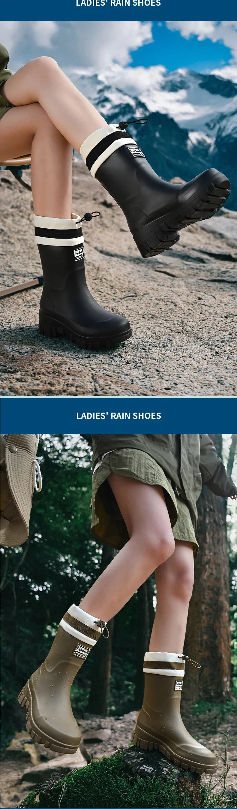 Family-sized Waterproof & Non-slip Rain Boots for Outdoor Activities, Matching Designs for Adults & Kids
