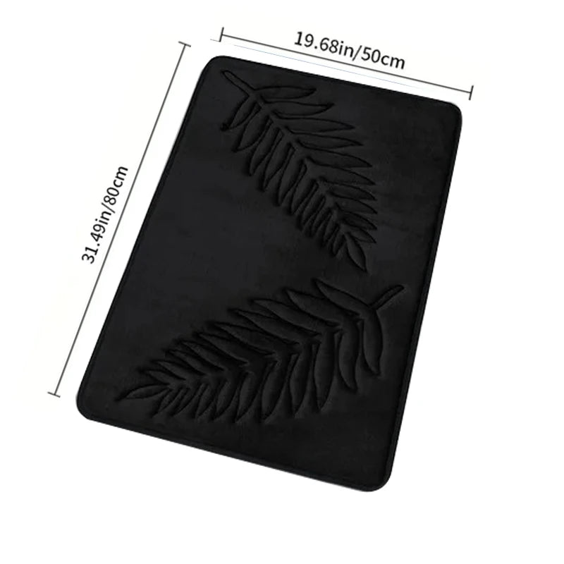 3 Piece Bathroom Mat Memory Foam Ultra Soft and Absorbent Leaf Bath Rugs Thick Washable For Bathroom Toilet Tub Mat Set