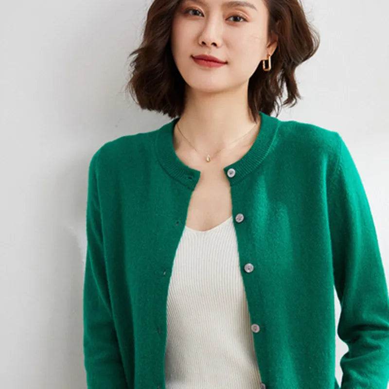 Women Cardigans Sweater O-neck Spring Autumn Knitted Cashmere Cardigans Solid Single Breasted Womens Sweaters 2022 - AIAZ
