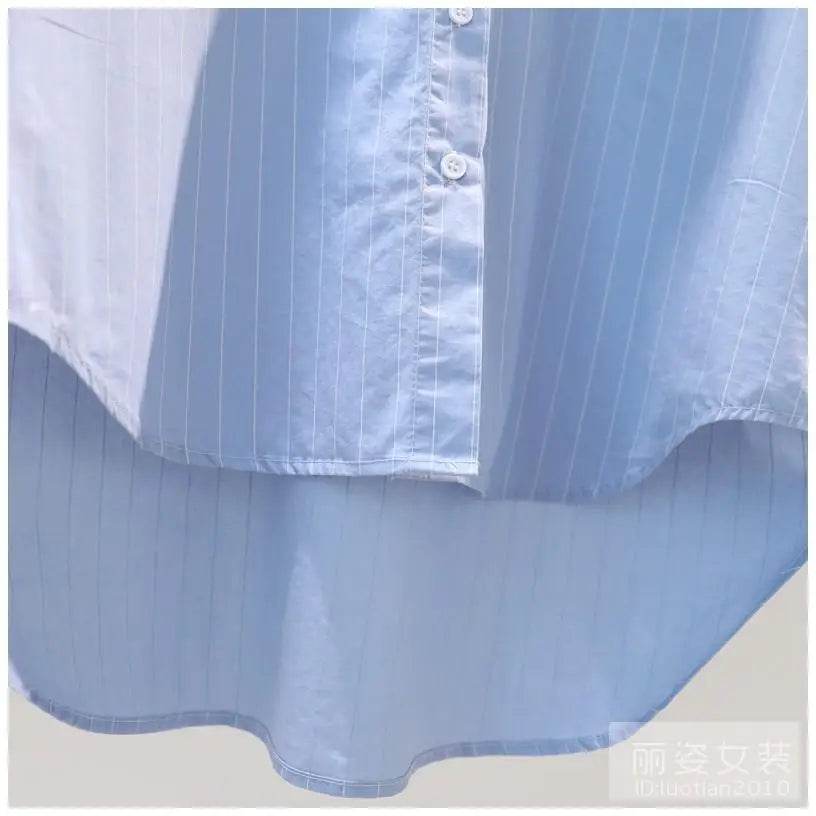 Women's Clothing 2023 Striped Simplicity Fashion Casual Spring Summer Thin Pockets Turn-down Collar Button Loose Formal Blouses - AIAZ