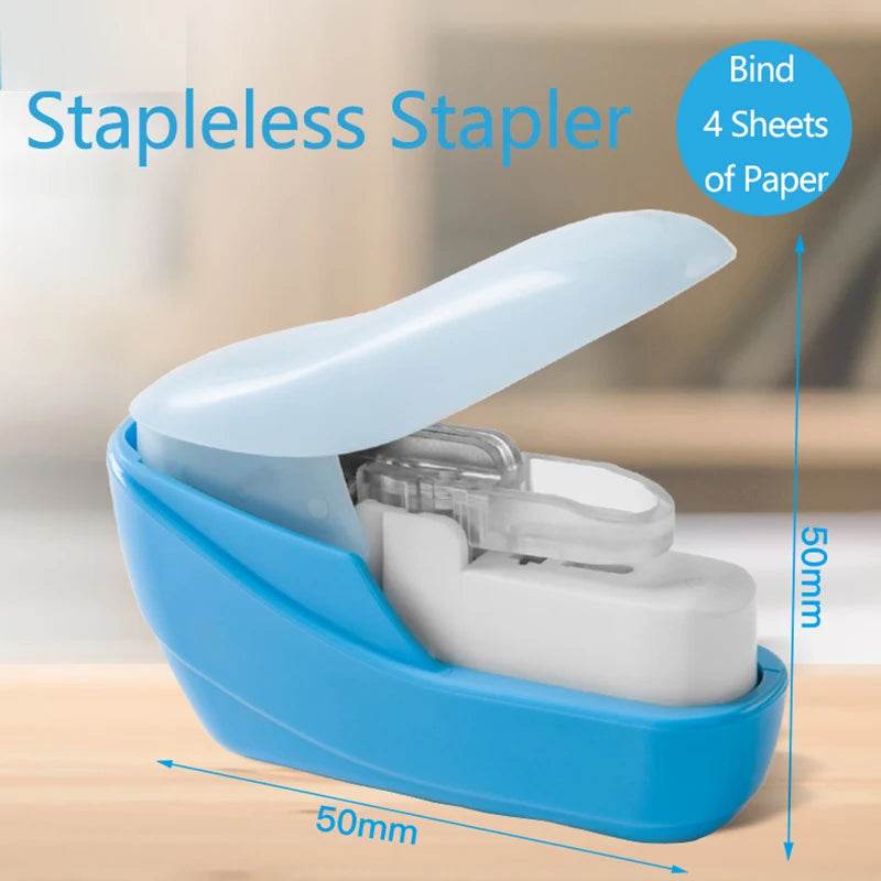Book Paper Stapling Mini Portable Stapleless Stapler School Office Supplies - AIAZ