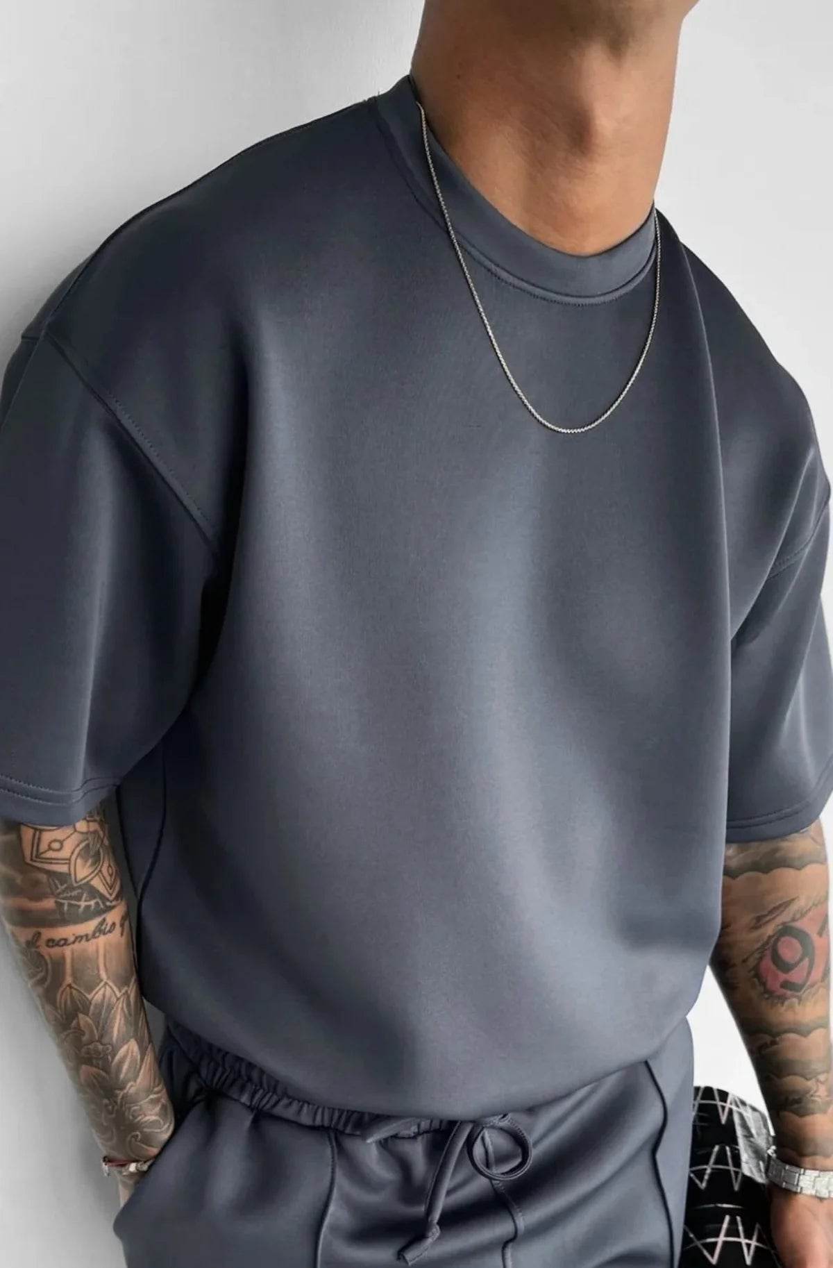 Men 2025 summer fashion sports design sense simple casual solid color quick drying short-sleeved T-shirt trend clothes - AIAZ
