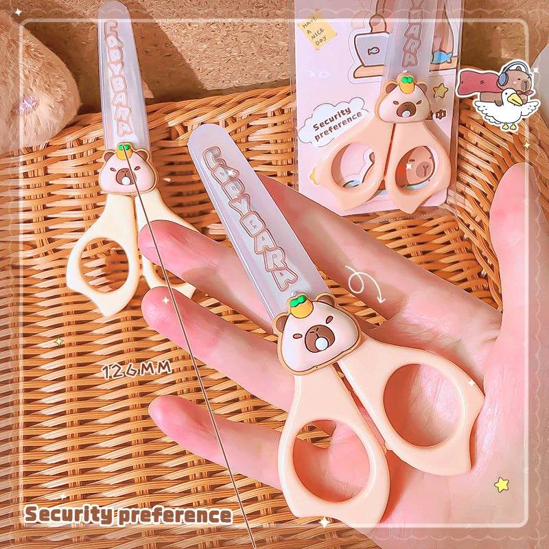 pretty school useful back to school acsesories stationery cute capybara scissors Mini scissors School scissors for diy - AIAZ