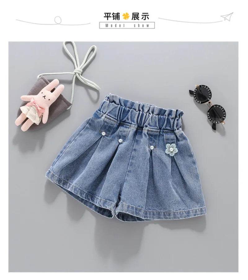 1pcs Summer Girl Kids New Mid Waist Denim Short Toddler Teenage Casual Pants Children Classics Fashion Looses Soft Jeans Shorts - AIAZ