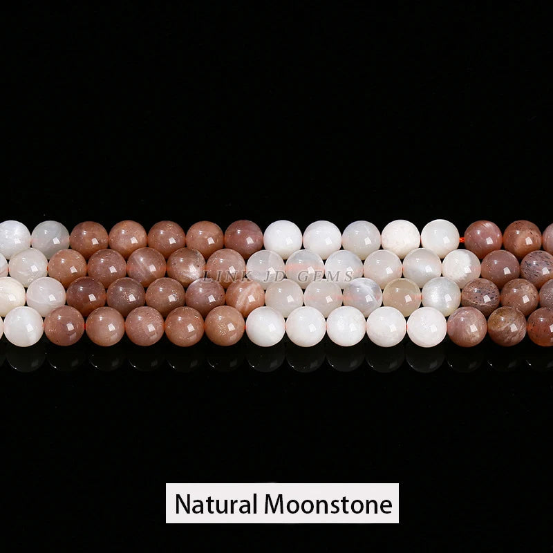 Natural Black Sunstone Moonstone Beads Round Loose Spacer Gems Charm Bead For Jewelry Making DIY Bracelet Necklace Accessories