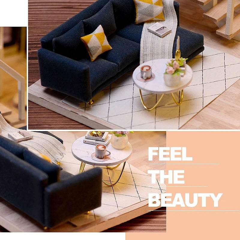 Doll House Kit 3D Wooden Mini DollHouse Assembly Building with Furniture Kit Toys Children's Birthday Gift 3D Puzzle Handmade - AIAZ