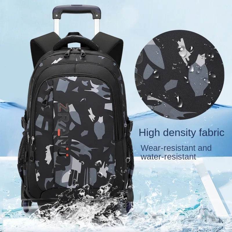 School Rolling backpack bag School Bags with wheels Student wheeled Backpacks for boys Children School Trolley Bag Waterproof - AIAZ