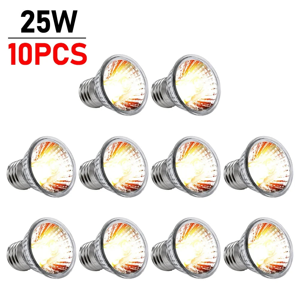 1-10PCS 25/50/75W UVA+UVB Reptile Lamp Bulb Turtle Basking UV Light Bulbs Heating Light Full Spectrum Sunlamp for Amphibians