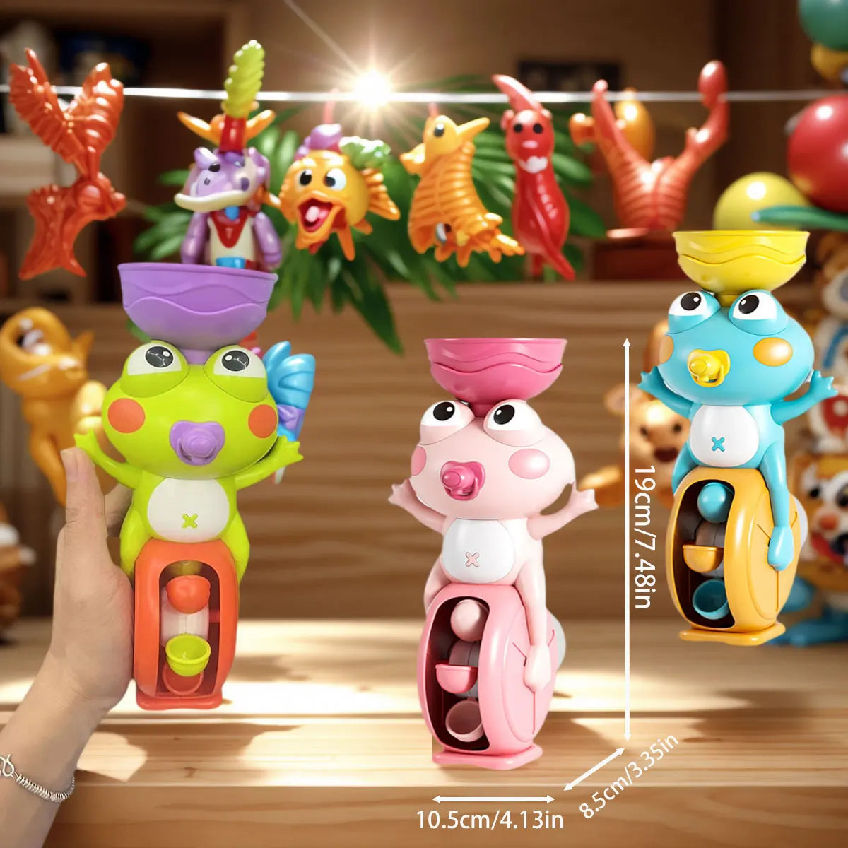 New Frog/ Bird Waterwheel Bath Toy for Children Kid Water Play Game in Shower Montessori Gift Spinner with Suction Cup Bathroom