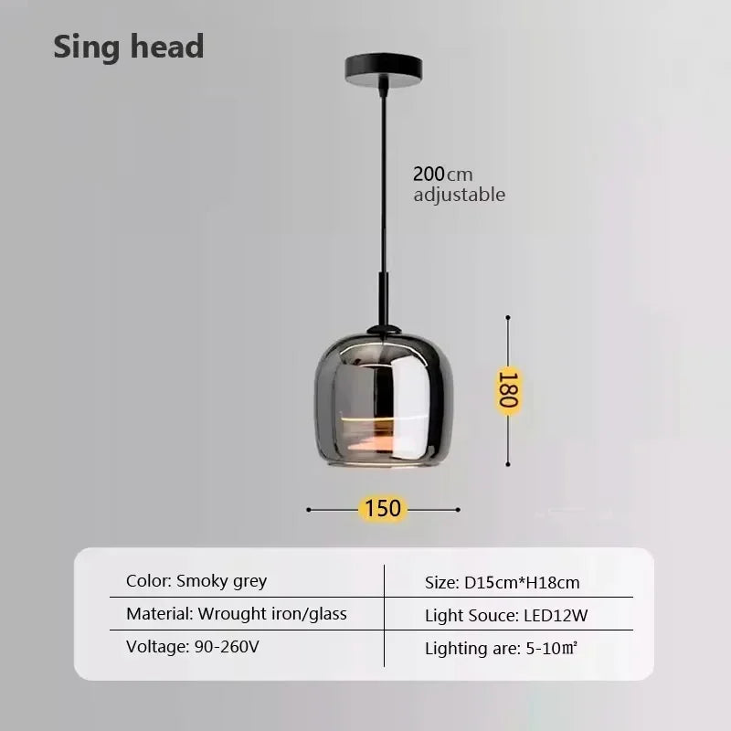 Nordic Glass Restaurant Pendant Lamp Simple Bar Hanging Lamp Dining Room Table  Ceiling Light