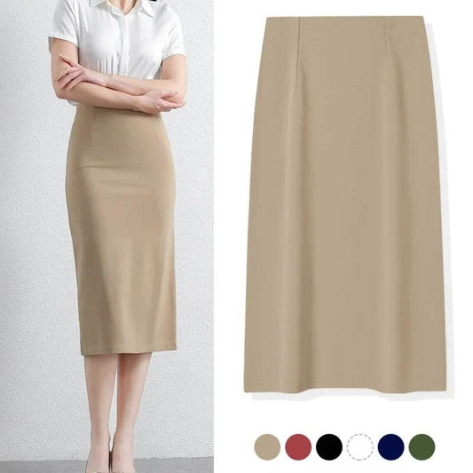 Women Elegant OL Bodycon Skirts Office Faldas Saia Work Slim Fit Jupe Autumn Fashion High Waist Solid Knee-length Skirt - AIAZ