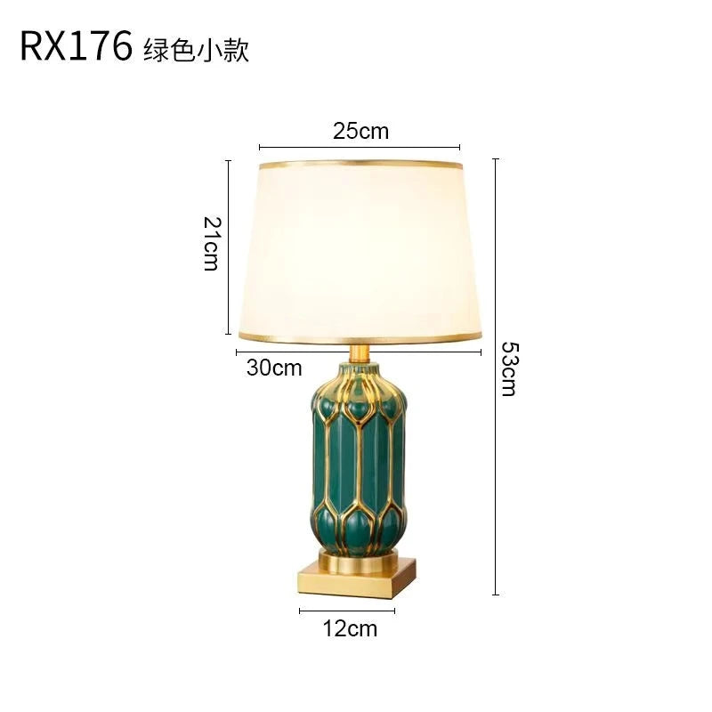 Chinese Black Ceramic Desk Lamp Nordic Modern Luxury Living Room Bedroom Bedside Study Table Lamp Atmosphere Sense Decoration