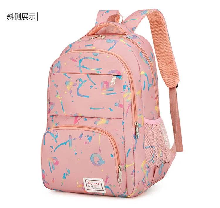 Three piece set of large capacity school backpack versatile letter printed casual backpacks junior high school student schoolbag - AIAZ