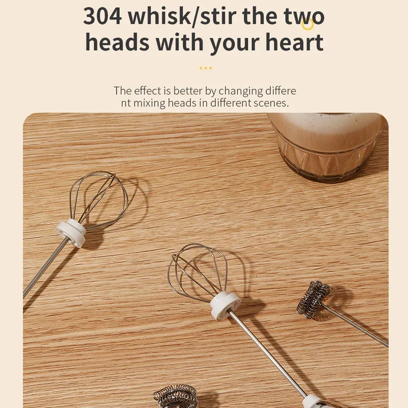 Wireless Type-C Rechargeable 3-speed Mini Handheld Milk Frother Coffee Frother Portable Kitchen Cooking Tools Whisk Foam Blender