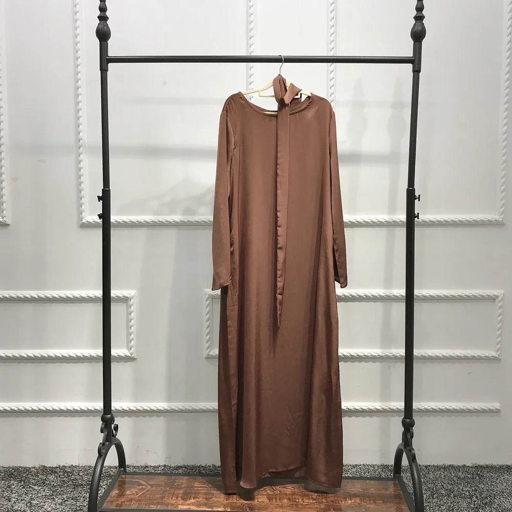 Fashion Sliky Djellaba Muslim Dress Dubai Full Length Flare Sleeved Soft Abaya Dubai Turkey Muslim Islam Robe WY921 - AIAZ