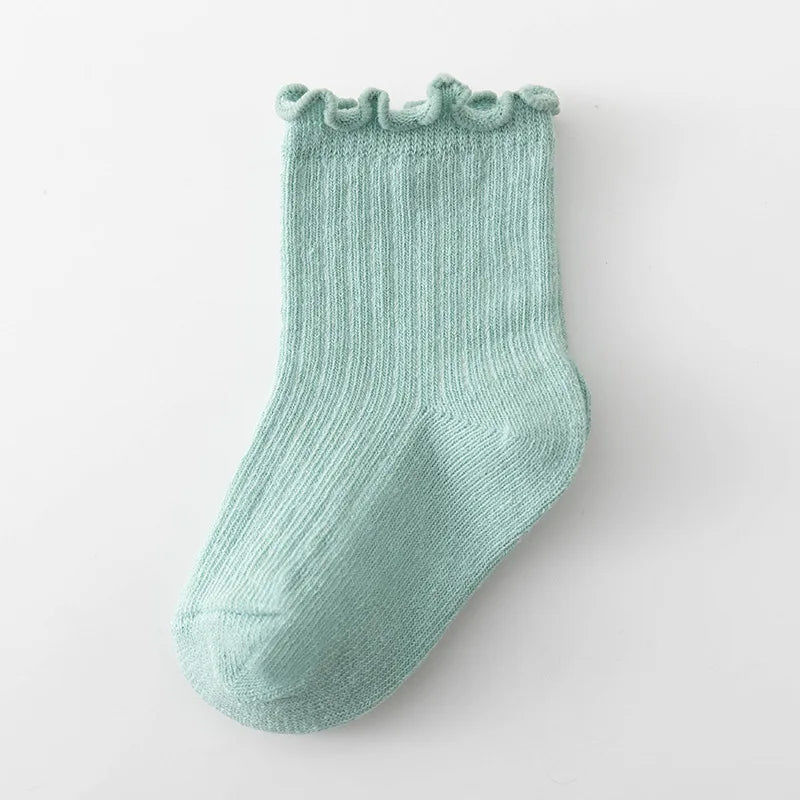 Newborn Cute Ruffle Lace Cuff Socks Infant Baby Girls Ankle Socks Spring Autumn Children Kids Soft Warm Ribbed Cotton Floor Sock