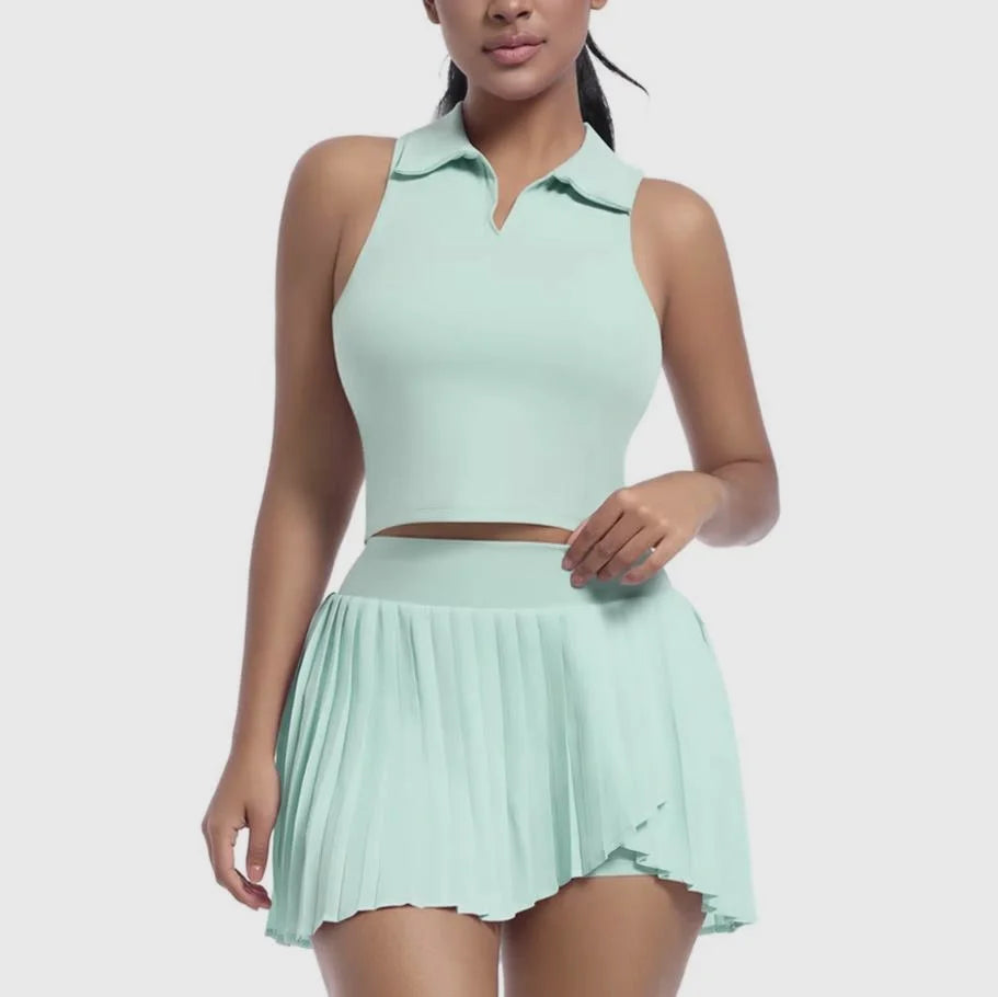 Cloud Hide Outdoor Sports Outfits for Women Gym Yoga Set Workout Sportswear Fitness Shirts Tracksuit High Waist Skirts Top Suit