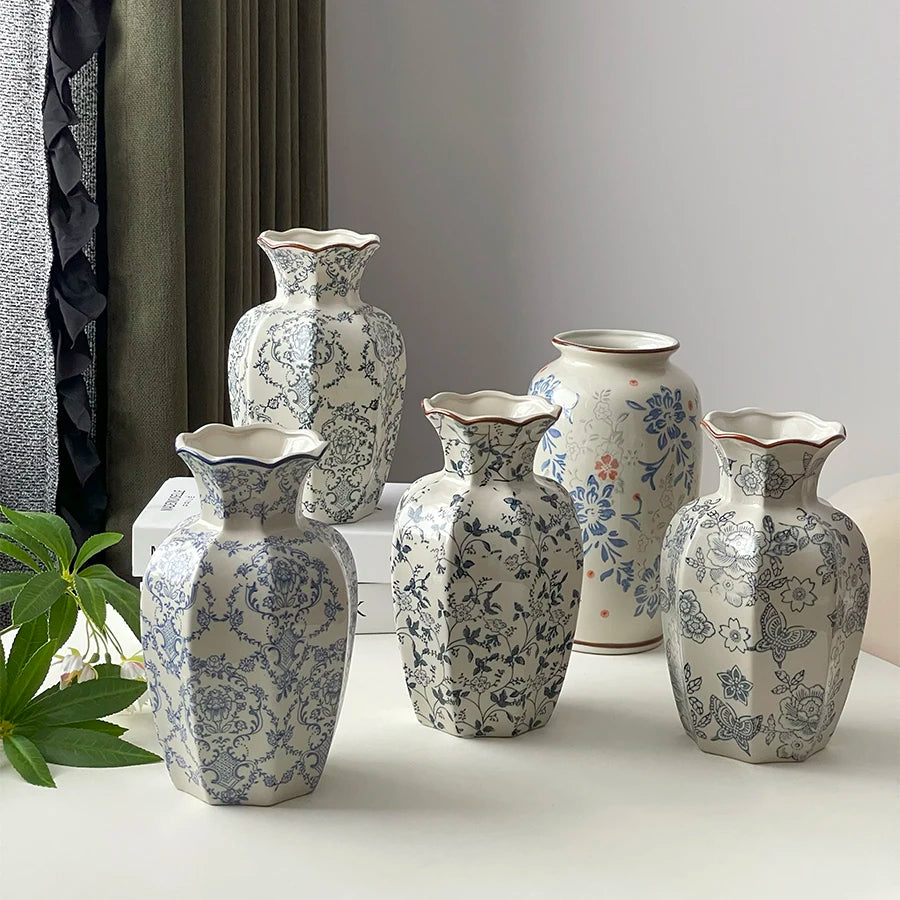 Cerc Flower Vase Decoration Jingdezhen Blue And White Porcelain Living Room Floral Arrangement Desktop Flower Ho...