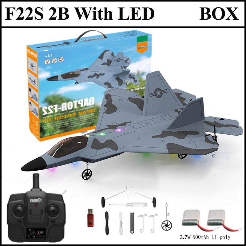 2024 New F22S 2.4G 4CH 3D6G RC Airplane Raptor F22 Warplane WLtoys A180 Upgrade Version LED Light With Gyroscope Out Door Toys - AIAZ