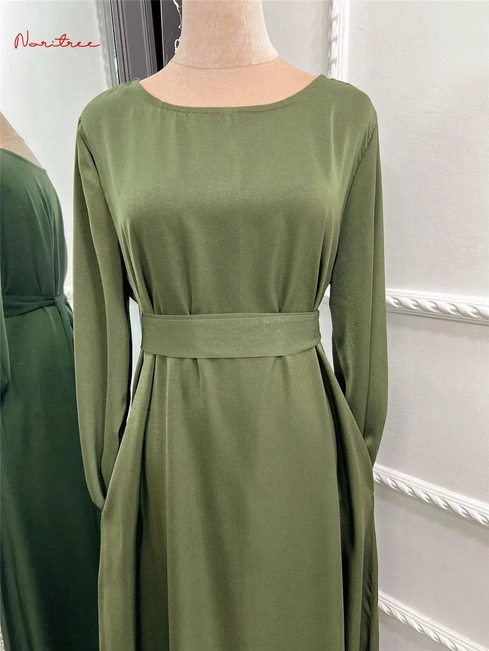 Fashion Sliky Djellaba Muslim Dress Dubai Full Length Flare Sleeved Soft Abaya Dubai Turkey Muslim Islam Robe WY921 - AIAZ