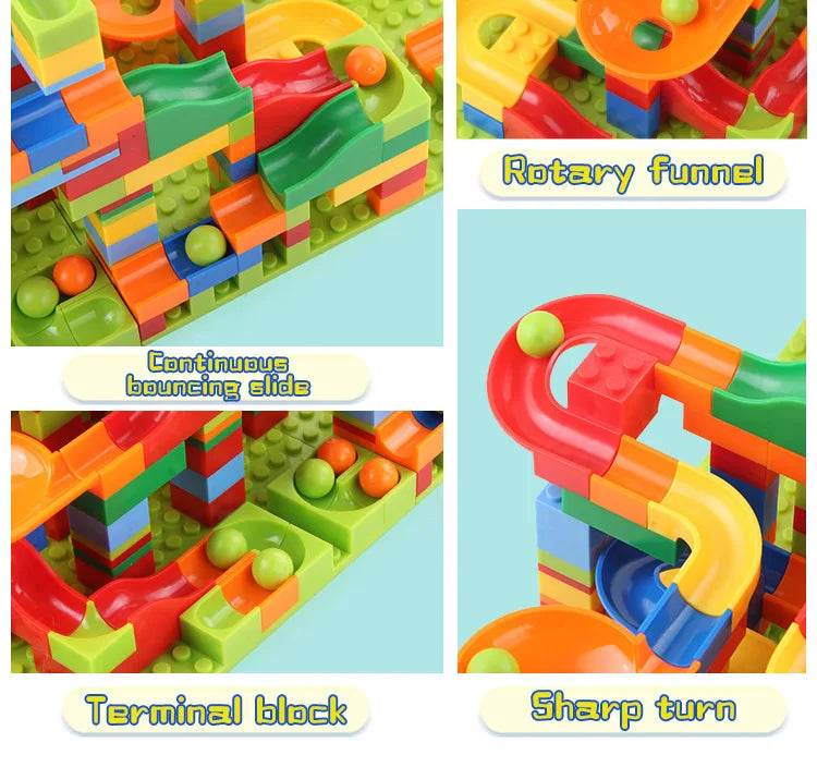 Marble Race Run Block Small Size Building Blocks Maze Ball Funnel Slide Blocks DIY Creative Bricks Assemble Toys Bulk Model Toys - AIAZ
