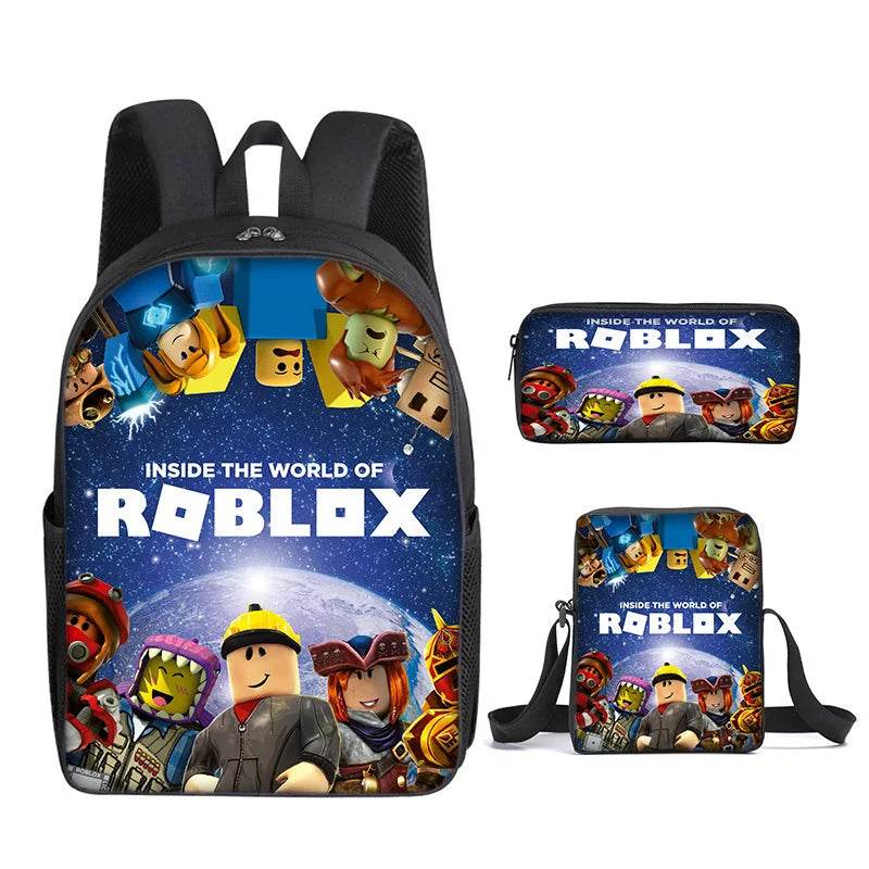 Game ROBLOX Student Backpack Korean Version Primary and Secondary School Backpacks Ins Fashion Trend Backpack Three Piece Set - AIAZ