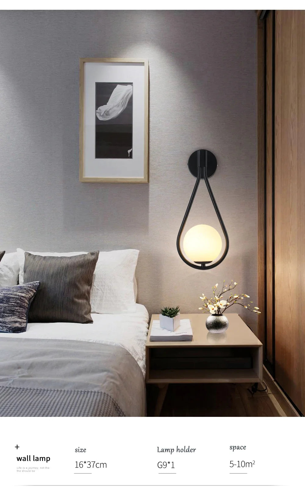 Modern LED Wall Lamps Metal Living Room Lamp Fashion Nordic Bedside Glass Wall Lamp Bedroom Decoration Lighting