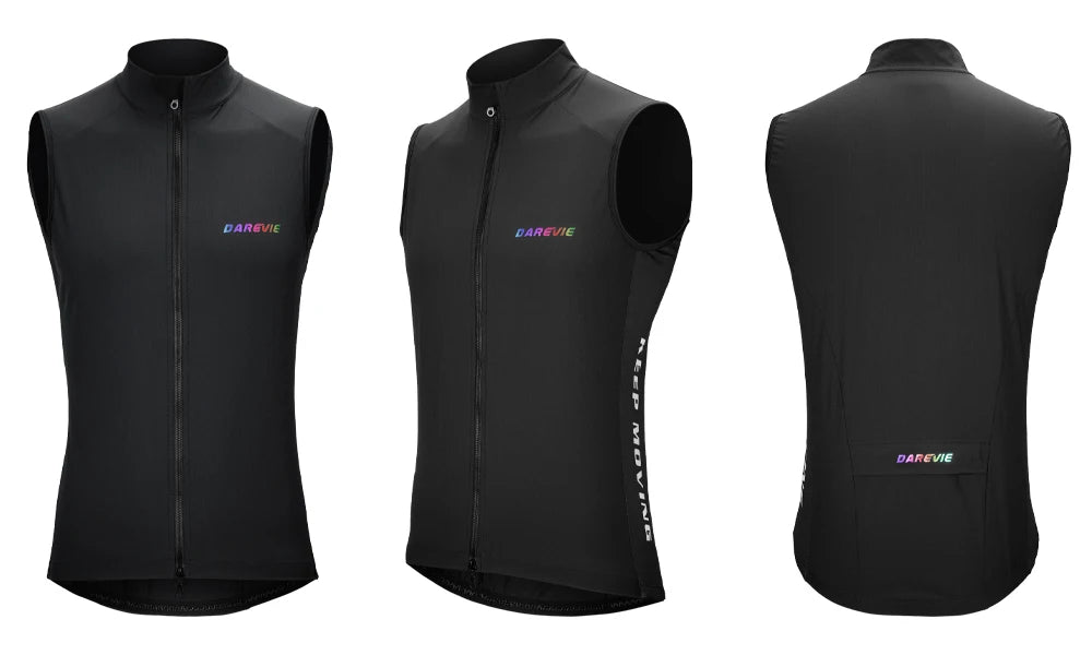 DAREVIE Cycling Vest Windproof Cycling Wind Gilet Waterproof 2 Way Zippers Cycling Windbreaker Back Zipper Pockets Men Women