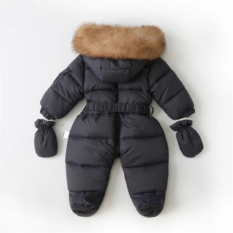 Winter Newborn Baby Girl Jumpsuit Thicken Baby Ski Suit With Gloves Belt Baby Romper Warm Infant Snowsuit Children Clothing Set