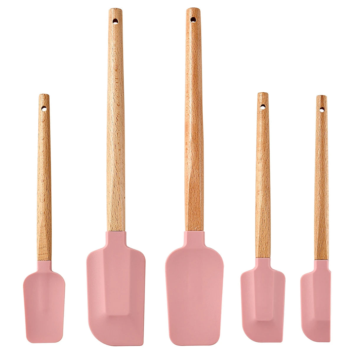 5pcs Wooden Handle Silicone Scrapers Set High Temperature Resistant Cream Cake Spatula Baking Scraper Shovel Kitchen Bakeware