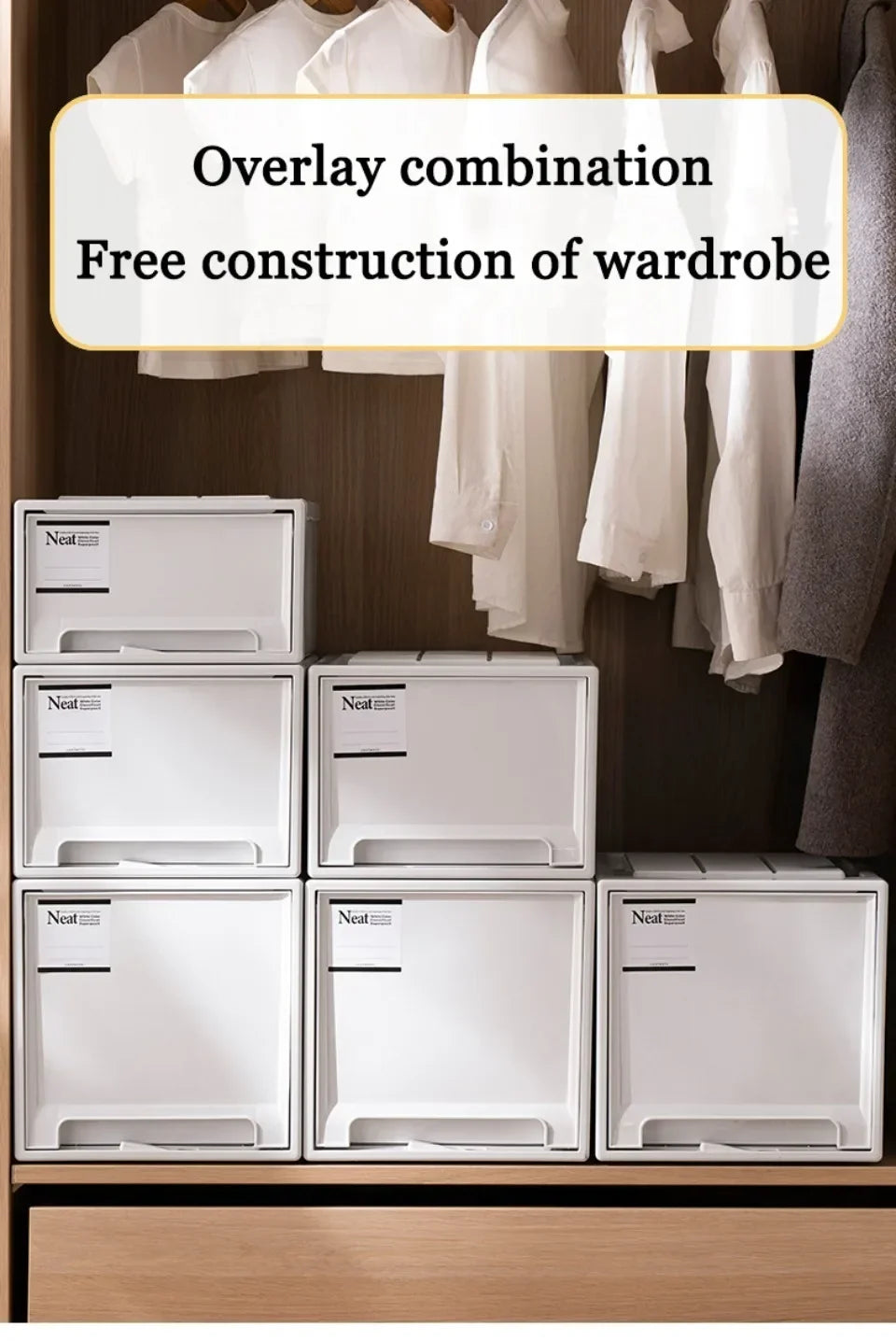 Wardrobe Storage Box High-capacity Drawer Style Stackable Container Transparent Plastic Containers for Household Use Storage