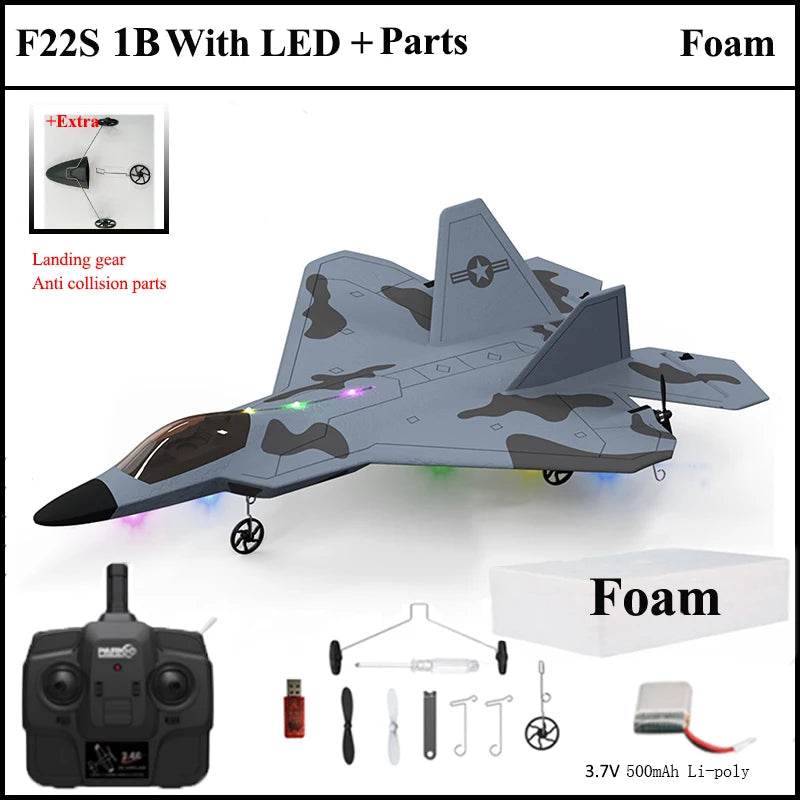 2024 New F22S 2.4G 4CH 3D6G RC Airplane Raptor F22 Warplane WLtoys A180 Upgrade Version LED Light With Gyroscope Out Door Toys - AIAZ