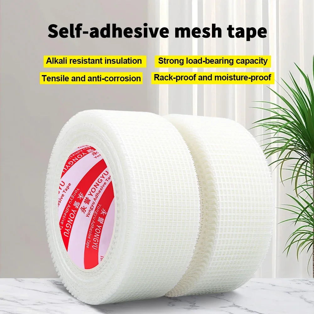 Glass fiber mesh cloth grid self-adhesive wall crack prevention mesh belt cover gypsum alkali resistant tape wall crack repair