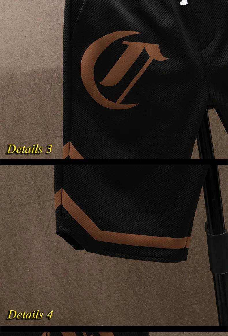 2025 Summer Men's Running Shorts Casual Jogging Sport Short Pants patchwork Print Drawstring Loose Dry Gym Sports Shorts - AIAZ