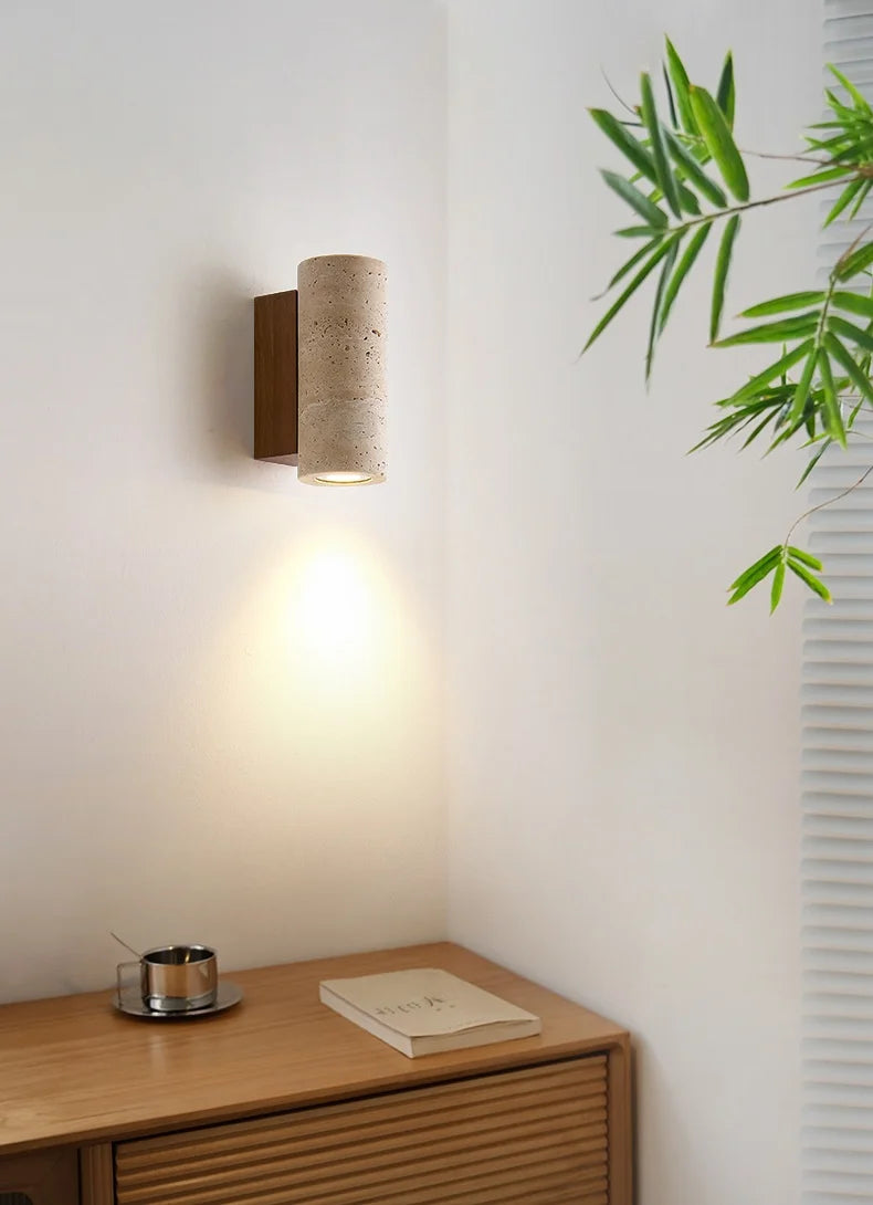 Simple Yellow Travertine Led Wall Lights For Balcony Bedroom Living Room Home Decor Modern Bedside Lamp Luminaria De Parede