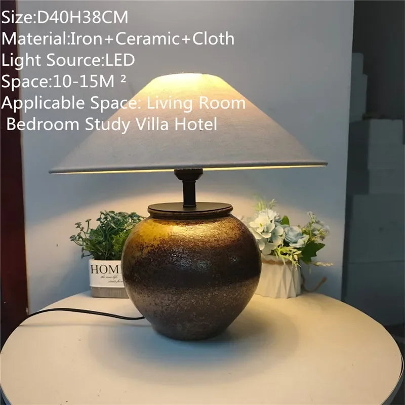 ULANI Contemporary Ceramic Table Lamp American Retro Creativity Living Room Bedroom Study Villa Hotel Homestay Desk Light