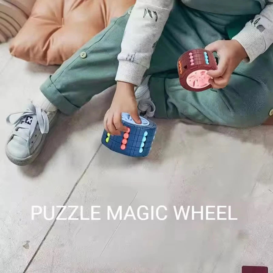 3D Cylinder Cube Toy Magical Bean Gyro Rotate Slide Puzzle Games Relieve Stress Children Educational Montessori Infant Toys Gift
