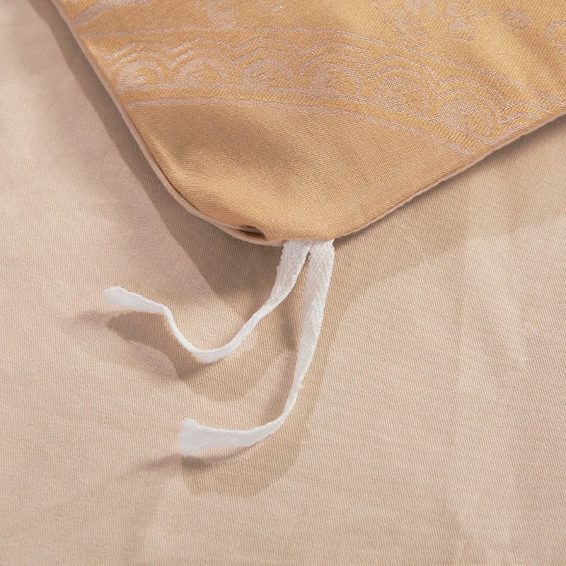 Sliver Gold Luxury Silk Satin Jacquard duvet cover bedding set queen king size Embroidery bed set bed sheet/Fitted sheet set