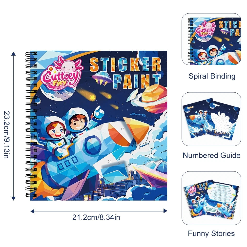 Montessori Sticker Puzzle Book With Story For Kids Educational Jigsaw Sticker Creative Games Children's Mosaic Toy Birthday Gift