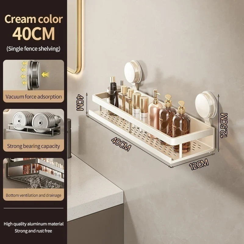 No Need To Drill Suction Cup Bathroom Storage Rack, Wall-mounted Oganizing Rack Cosmetic Storage Rack, Kitchen Storage Rack