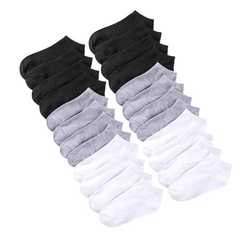 10 pairs/Men's Socks Spring/Summer Thin, Breathable, Soft Polyester Cotton Socks Black Casual Business Ankle Socks Boat Socks Si - AIAZ
