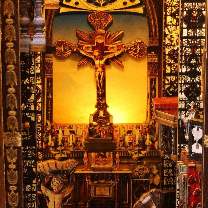 DIY Book Nook Kit Miniature Doll House With LED Light 3D Puzzle Model Building Wooden Bookshelf Bookend Toy Adults Birthday Gift - AIAZ