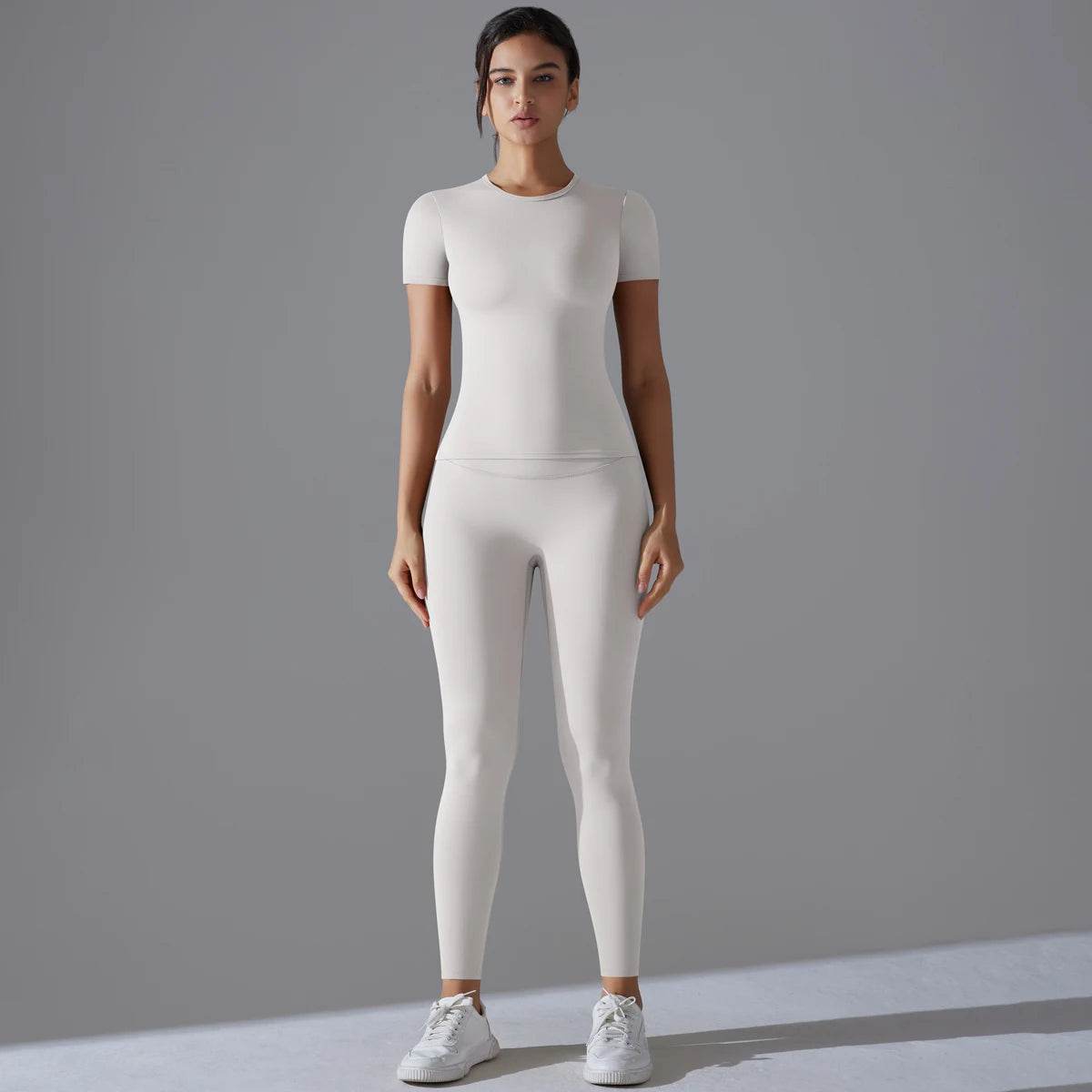 Yoga Set Women Workout Set Sportswear Gym Clothing Fitness Shorts Sleeve Crop Top High Waist Leggings Sports Suits - AIAZ
