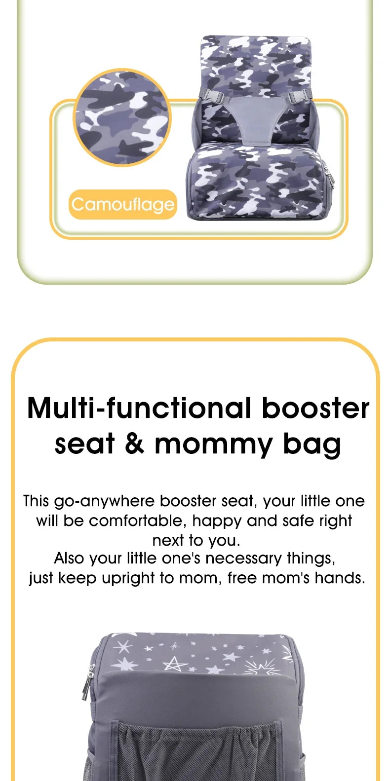 INSULAR 2 In 1 Portable Safe Pads Booster Seat Mommy Bags Comfortable Height Chair Cushion Perfect Organizer Multi-functional