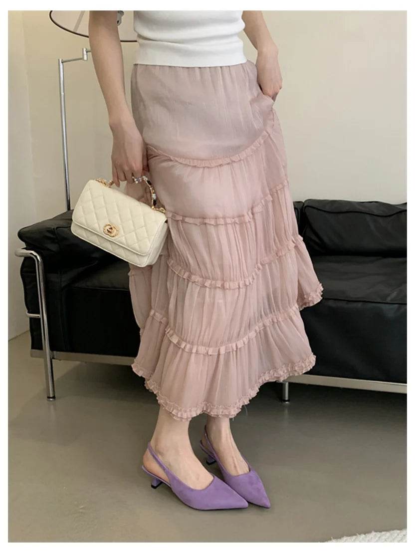 Fashion Brand Slingback Sandals Women Med Heels Pumps Elegant Pointed Toe Female Mules Dress Slides Sandalias Mujer Verano Mujer - AIAZ