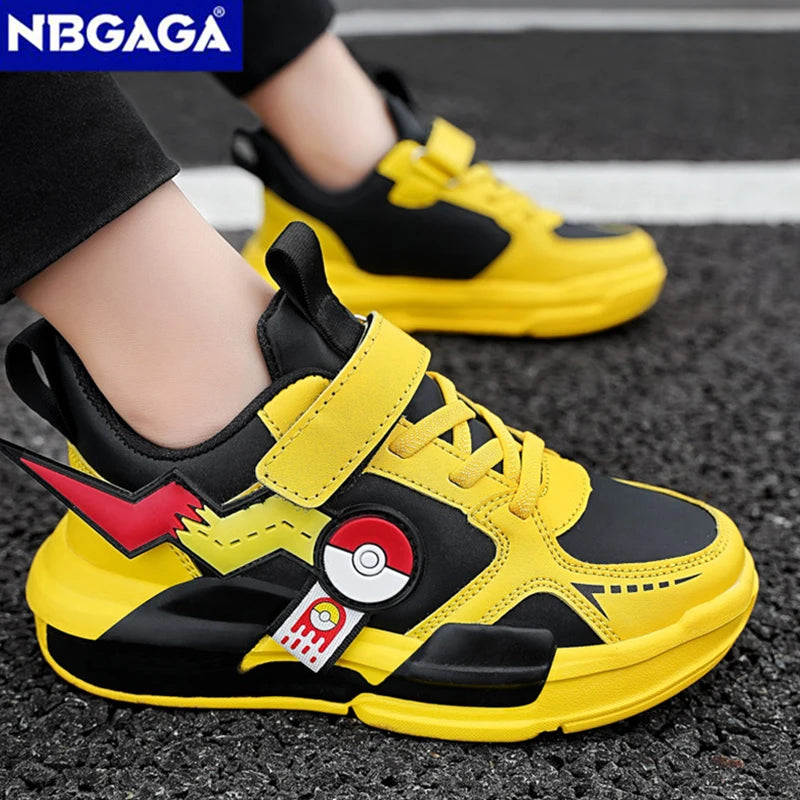 Four Season Sports Kids Cartoon Sneakers Outdoor Boys Classic Running Shoes Pu Leather Children's Walking Footwear Leisure