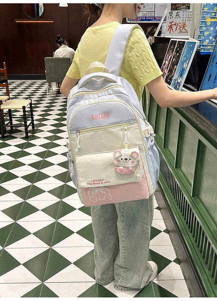 Schoolbag, a lightweight and large - capacity backpack designed for junior high school girls, aiming to relieve pressure and pro - AIAZ